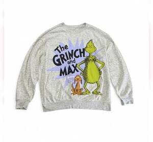 The Grinch and Max Women's Front and Back Graphic Heather Gray Fleece Sweatshirt